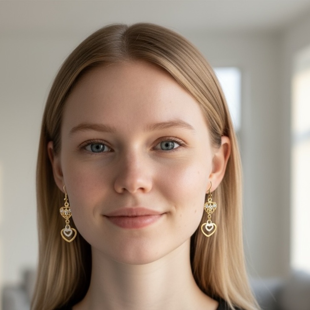 Costa Gold and Silver Heart Earrings